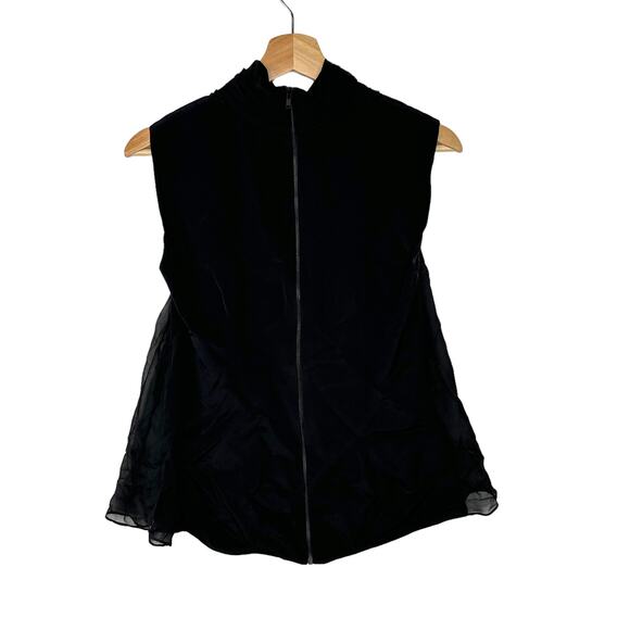 Just Drew NYC Black Sheer Top Sleeveless Pleated 4 Goth Dark Boho - Picture 4 of 5